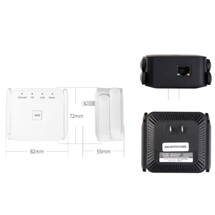 1200Mbps 2.4G / 5G WiFi Extender Booster Repeater Supports Ethernet Port Black UK Plug - HoMEdemic™ 