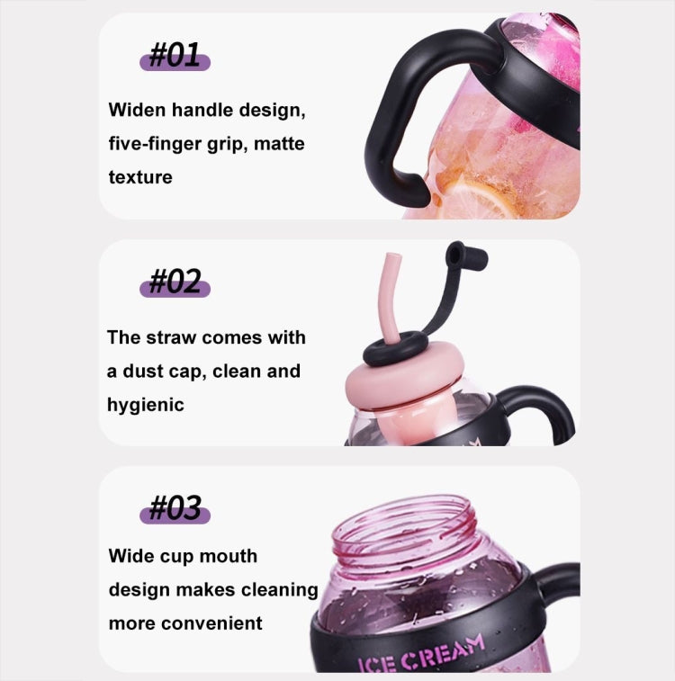 1200ml Large Capacity Lucky Belly Cup Handheld Portable Straw Cup with Tea Drain(Cherry Pink) - HoMEdemic™ 