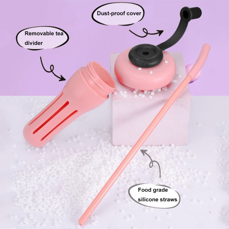 1200ml Large Capacity Lucky Belly Cup Handheld Portable Straw Cup with Tea Drain(Rose Red Black) - HoMEdemic™ 