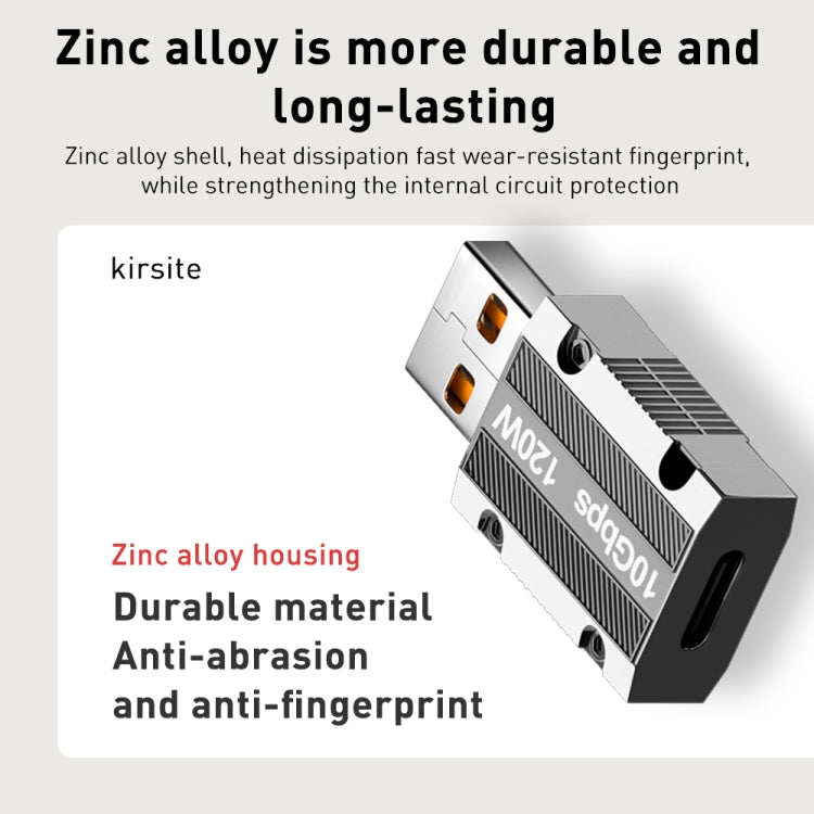 120W Type-C Female to USB 3.0 Male Zinc Alloy Straight Adapter(Silver) - HoMEdemic™ 