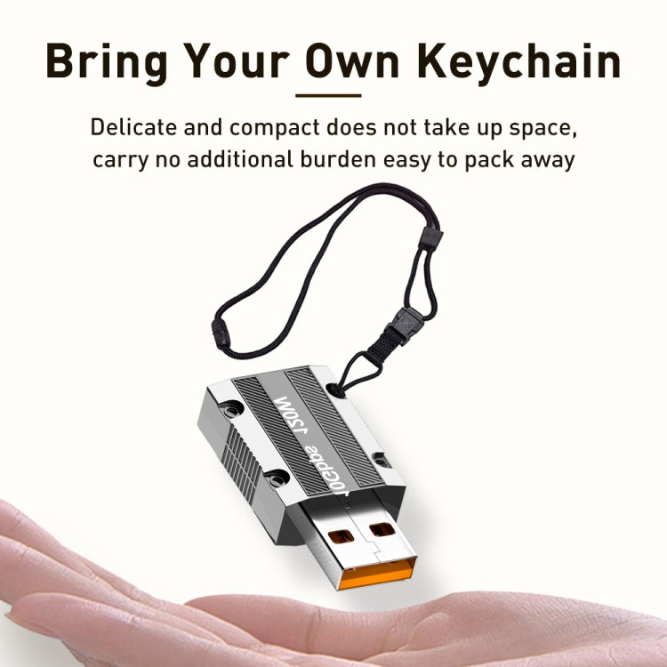 120W Type-C Female to USB 3.0 Male Zinc Alloy Straight Adapter(Silver) - HoMEdemic™ 