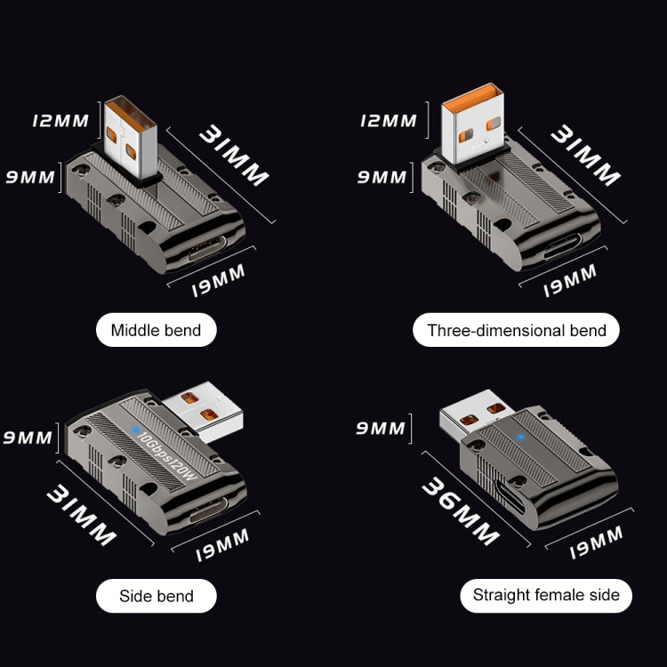 120W USB 3.1 Gen2 to Type-C 10Gbps Mechanical Adapter, Style:Medium Bend - HoMEdemic™ 