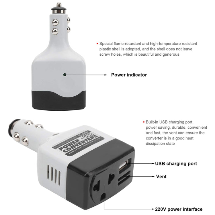 12V/24V To 220V Auto Car Power Converter Adapter With USB Charging Port - HoMEdemic™ 