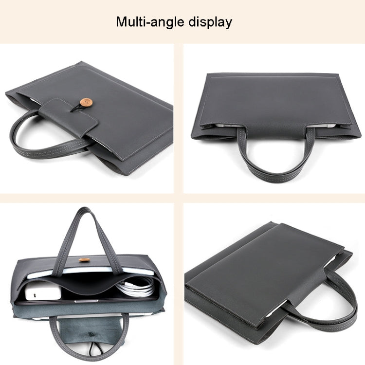 13.3/14 inch Elastic Button Laptop Waterproof PU Handbag(Grey) - HoMEdemic™ 