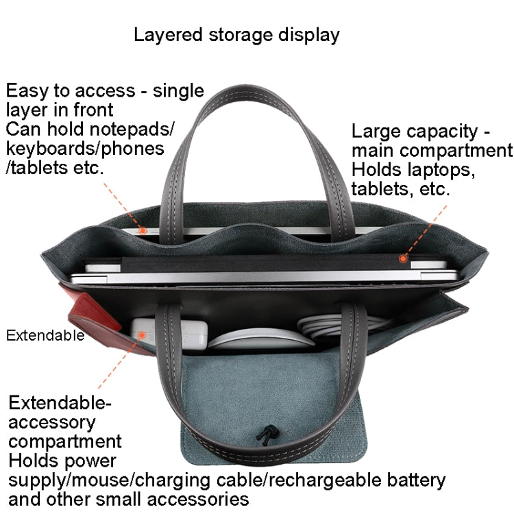 13.3/14 inch Elastic Button Laptop Waterproof PU Handbag(Grey) - HoMEdemic™ 