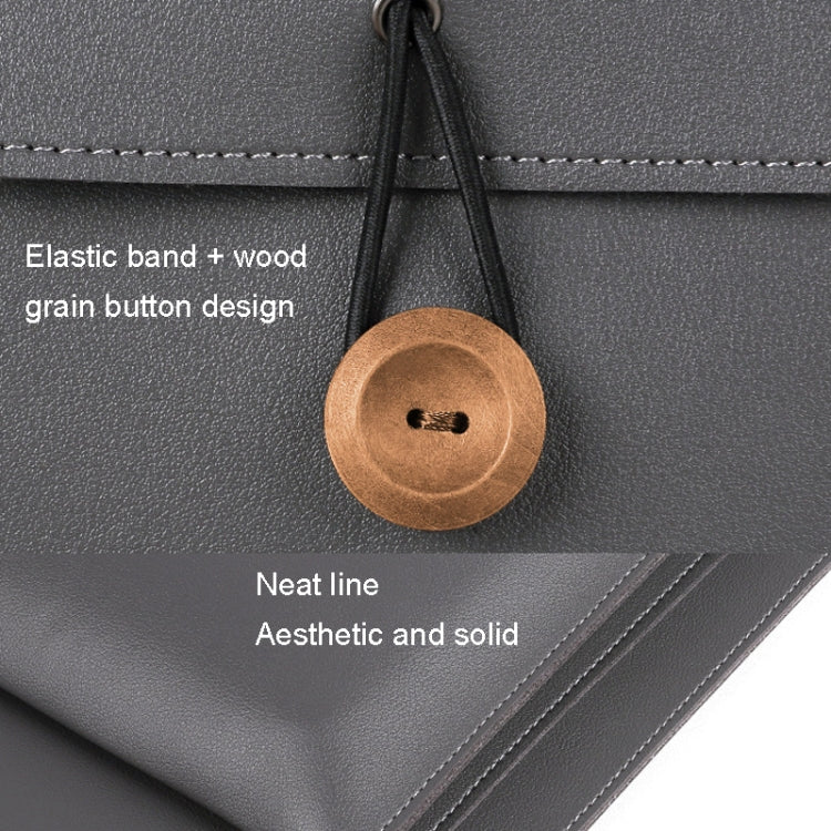 13.3/14 inch Elastic Button Laptop Waterproof PU Handbag(Grey) - HoMEdemic™ 