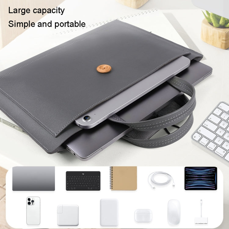 13.3/14 inch Elastic Button Laptop Waterproof PU Handbag(Grey) - HoMEdemic™ 