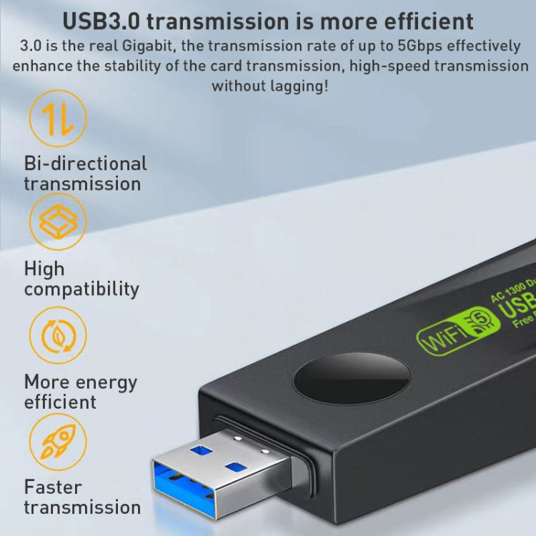 1300Mbps Dual Frequency USB Network Adapter WiFi Transmitter Receiver - HoMEdemic™ 