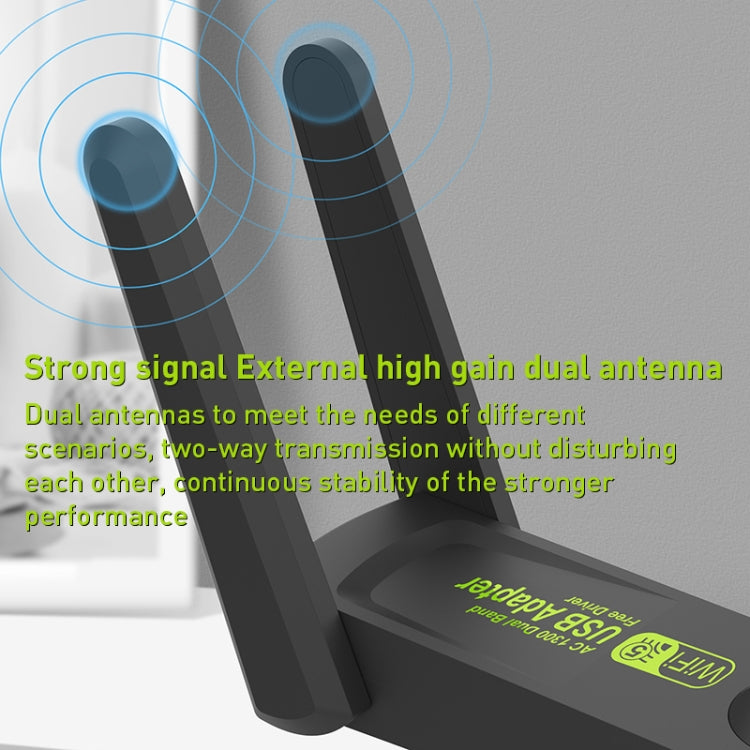 1300Mbps Dual Frequency USB Network Adapter WiFi Transmitter Receiver - HoMEdemic™ 
