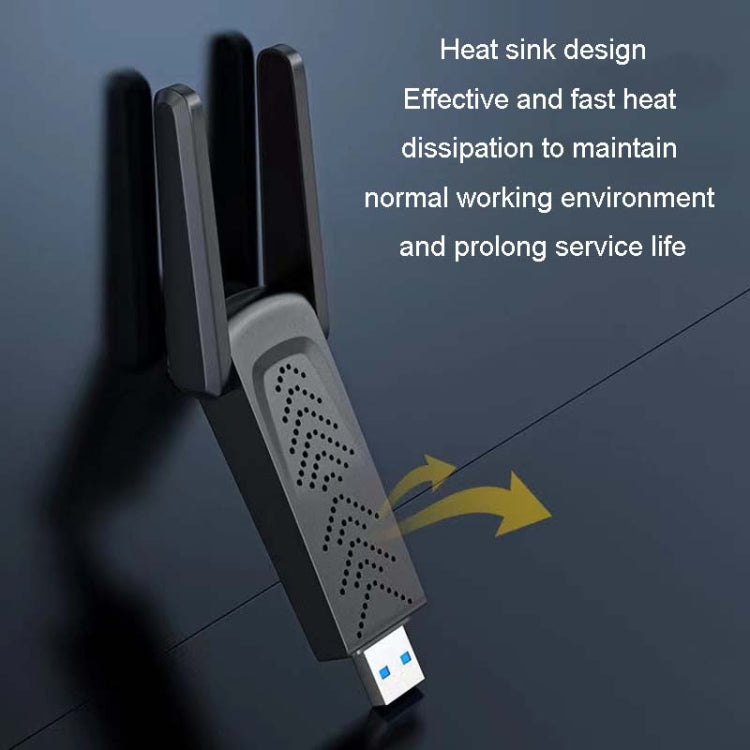 1300Mbps Wireless Network Card Gigabit Dual Band 5G Driverless Computer USB Network Card, Scope: 1300m - HoMEdemic™ 