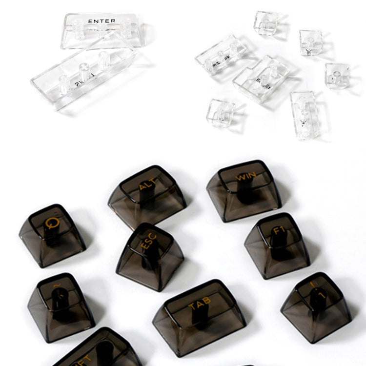 132 Keys DIY Customized Mechanical Keyboard Universal Transparent Crystal Keycap Black Transparent White Letter - HoMEdemic™ 