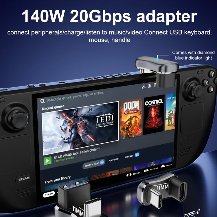 140W 20Gbps USB-C / Type-C Male to USB-C / Type-C Female U-shaped Elbow Charging Adapter - HoMEdemic™ 