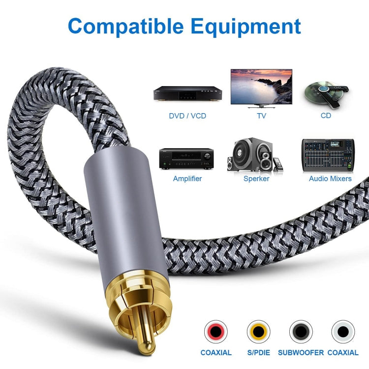 15m Pure Copper RCA Coaxial HIFI Digital Audio Cable SPDIF Subwoofer Speaker Cable(Silver Gray) - HoMEdemic™ 