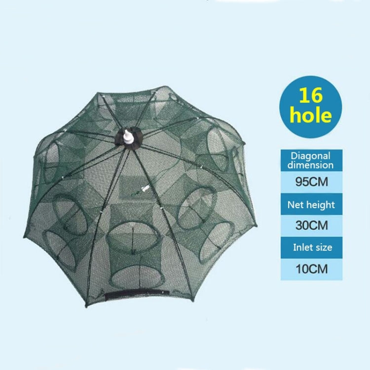 16 Holes Automatic Foldable Fishing Net Nylon Shrimp Crab Minnow Trap Fish Cast Net Fishing Tackle, 16 Holes - HoMEdemic™ 