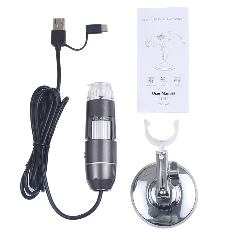 1600X Magnifier HD Image Sensor 3 in 1 USB Digital Microscope with 8 LED & Professional Stand - HoMEdemic™ 