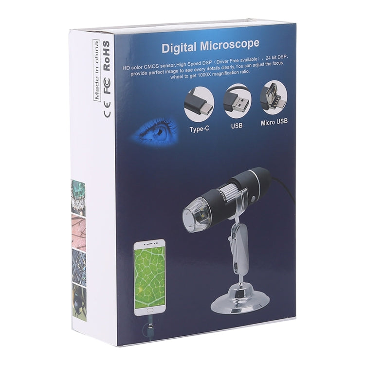 1600X Magnifier HD Image Sensor 3 in 1 USB Digital Microscope with 8 LED & Professional Stand - HoMEdemic™ 