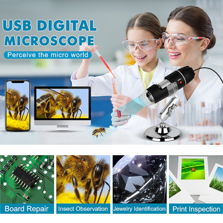 1600X Magnifier HD Image Sensor 3 in 1 USB Digital Microscope with 8 LED & Professional Stand - HoMEdemic™ 
