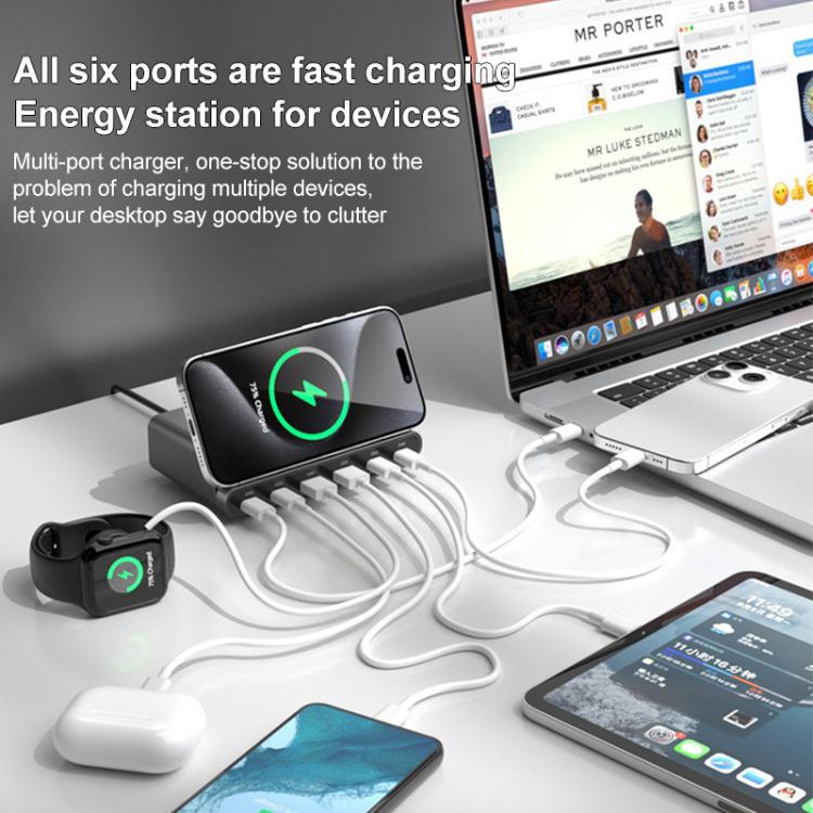 160W 4 x Type-C + 2 x USB Multi Ports Charger Support QI Wireless Charging(EU Plug) - HoMEdemic™ 