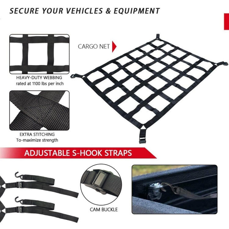 167x127cm Truck Bed Cargo Net Pickup Bed Netting Strap - HoMEdemic™ 