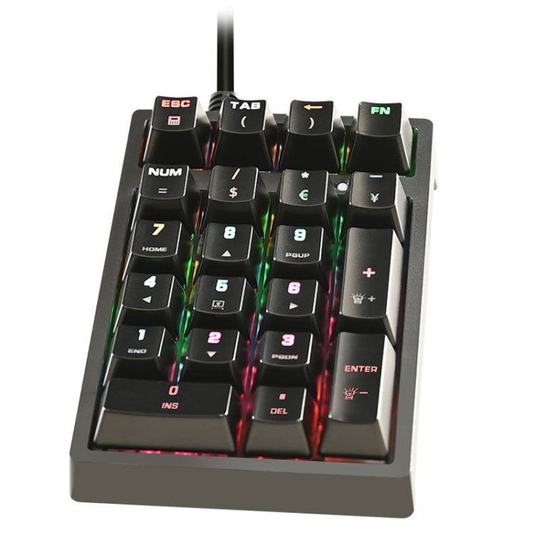 198I K21 Wired Mechanical Dightal Keyboard Multifunction Button RGB Backlight Office Keypad(Black) - HoMEdemic™ 