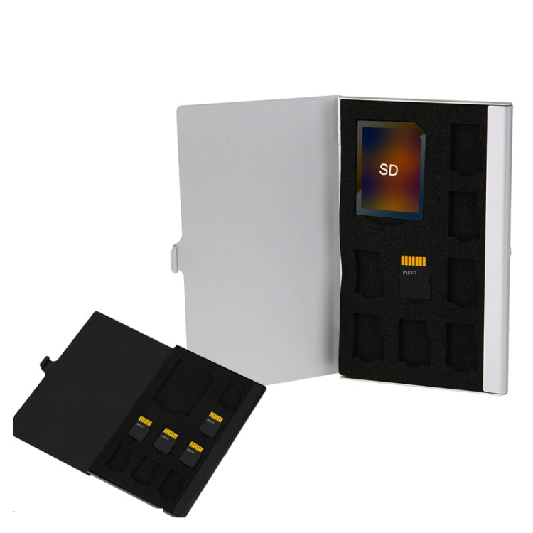1SD+ 8TF  Aluminum Micro SD Cards Holder Pin Storage Box 9 solts for SD/ SIM/TF Memory Card(Black) - HoMEdemic™ 