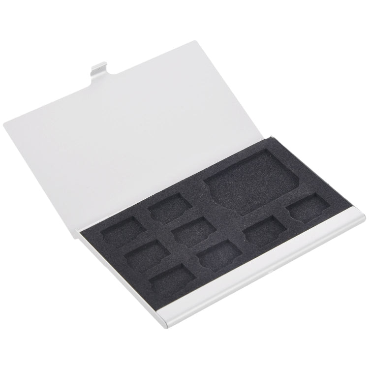 1SD+ 8TF  Aluminum Micro SD Cards Holder Pin Storage Box 9 solts for SD/ SIM/TF Memory Card(Silver) - HoMEdemic™ 