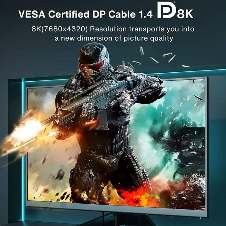 1m DP Cable 8K Computer Monitor Connection Cable 30AWG OD6.3MM With Nylon Mesh(Black Version 1.4) - HoMEdemic™ 