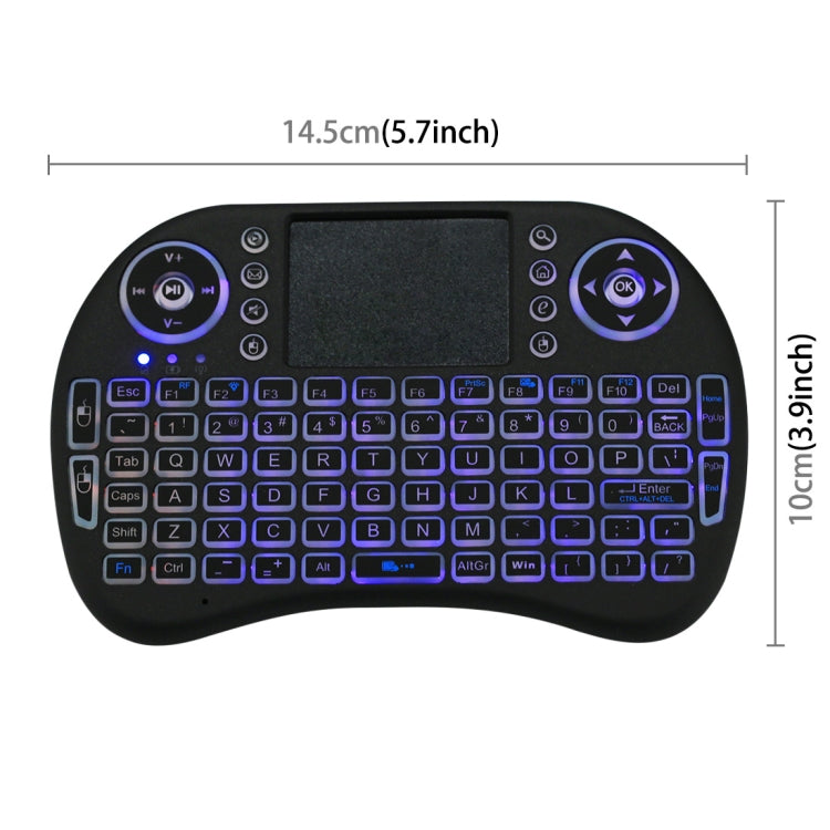 2.4GHz Mini i8 Wireless QWERTY Keyboard with Colorful Backlight & Touchpad & Multimedia Control for PC, Android TV BOX, X-BOX Player, Smartphones(Black) - HoMEdemic™ 