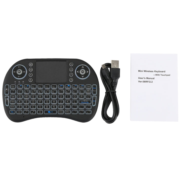 2.4GHz Mini i8 Wireless QWERTY Keyboard with Colorful Backlight & Touchpad & Multimedia Control for PC, Android TV BOX, X-BOX Player, Smartphones(Black) - HoMEdemic™ 