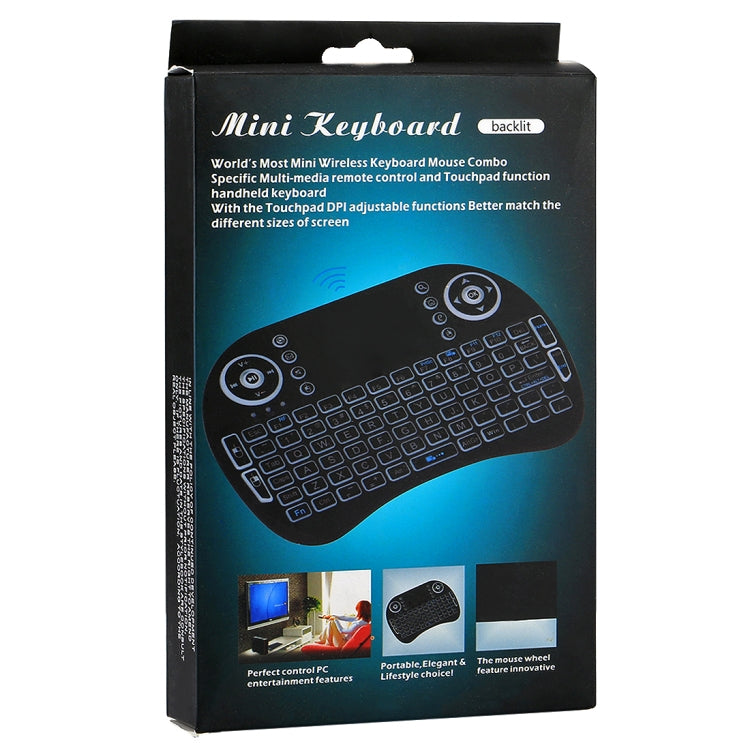 2.4GHz Mini i8 Wireless QWERTY Keyboard with Colorful Backlight & Touchpad & Multimedia Control for PC, Android TV BOX, X-BOX Player, Smartphones(Black) - HoMEdemic™ 