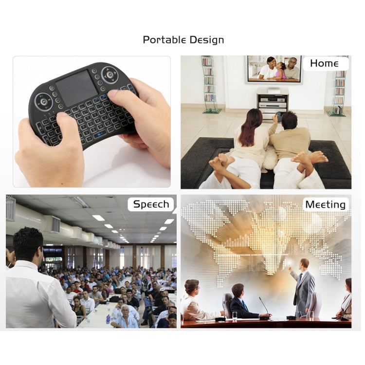 2.4GHz Mini i8 Wireless QWERTY Keyboard with Colorful Backlight & Touchpad & Multimedia Control for PC, Android TV BOX, X-BOX Player, Smartphones(Black) - HoMEdemic™ 