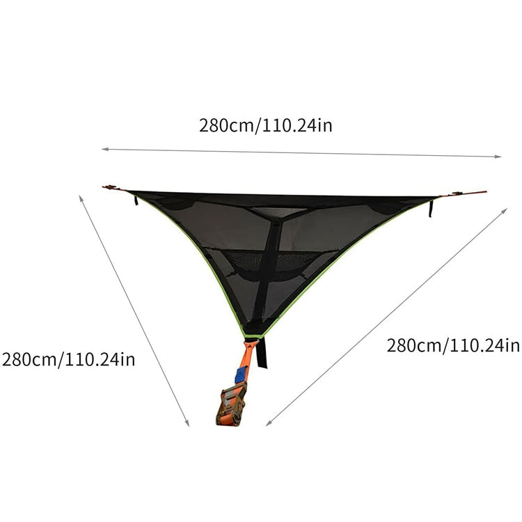 2.8m Family Outdoor Portable Aerial Tent Multi-person Camping Triangle Hammock(Black) - HoMEdemic™ 