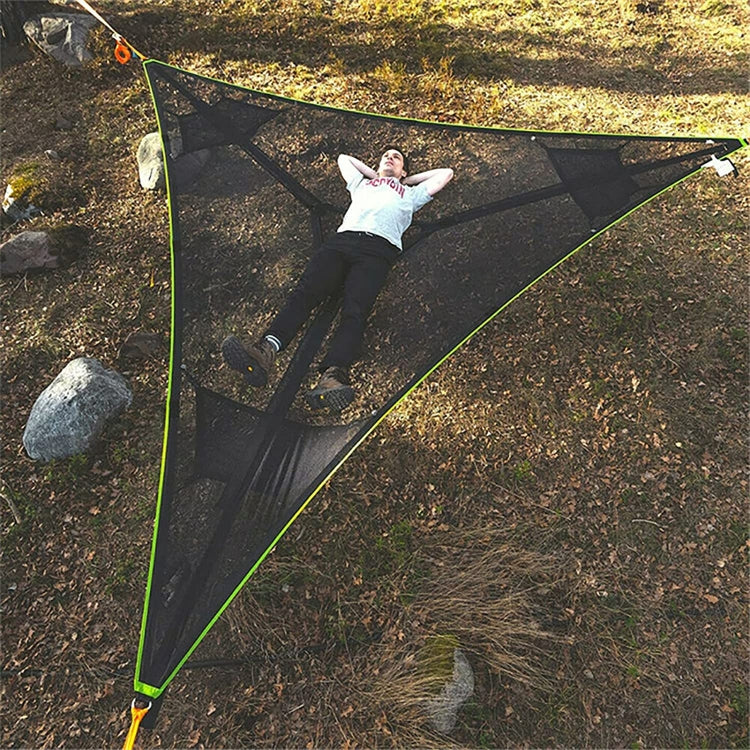2.8m Family Outdoor Portable Aerial Tent Multi-person Camping Triangle Hammock(Black) - HoMEdemic™ 