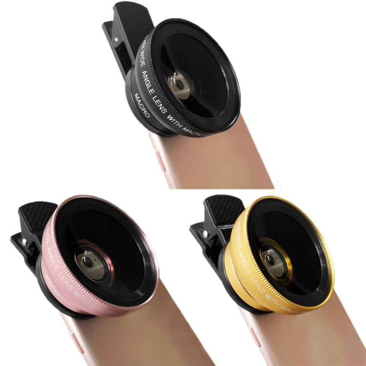 2 PCS 0.45X Ultra-Wide-Angle Macro Combination Mobile Phone External Lens With Clip, Black, Rose Gold, Gold - HoMEdemic™ 