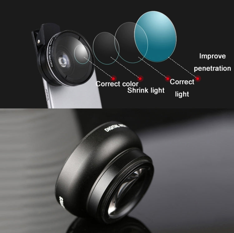 2 PCS 0.45X Ultra-Wide-Angle Macro Combination Mobile Phone External Lens With Clip, Black, Rose Gold, Gold - HoMEdemic™ 
