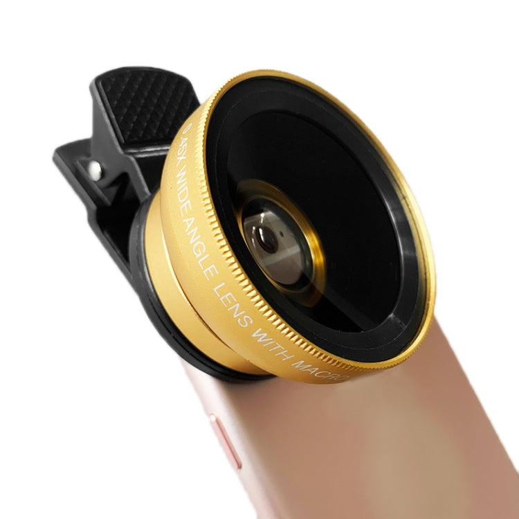2 PCS 0.45X Ultra-Wide-Angle Macro Combination Mobile Phone External Lens With Clip, Black, Rose Gold, Gold - HoMEdemic™ 