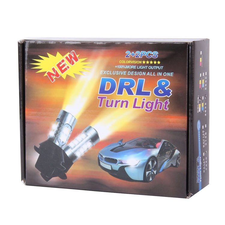 2 PCS 1156/BA15S/BAU15S 10W 1000 LM 6000K White + Yellow Light DRL&Turn Light with 42 SMD-2835-LED Lamp，DC 12-24V, 1156 42 SMD-2835-LED Lamp - HoMEdemic™ 