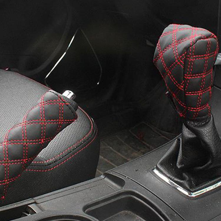 2 PCS Car Hand Brake Cover Shift Knob Gear Stick Cushion Sets Cover Car Accessory Interior Decoration Pad, 2 PCS Red  White, 2 PCS  Red - HoMEdemic™ 