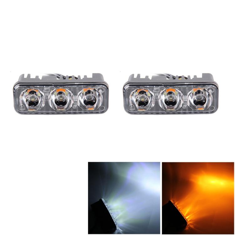 2 PCS DC 12V 6W 400 LM 6000K Tri Circular Car DRL&Turn Light(White Light + Yellow Light), Cable Length: 50cm, DC 12V 6W 400 LM 6000K - HoMEdemic™ 