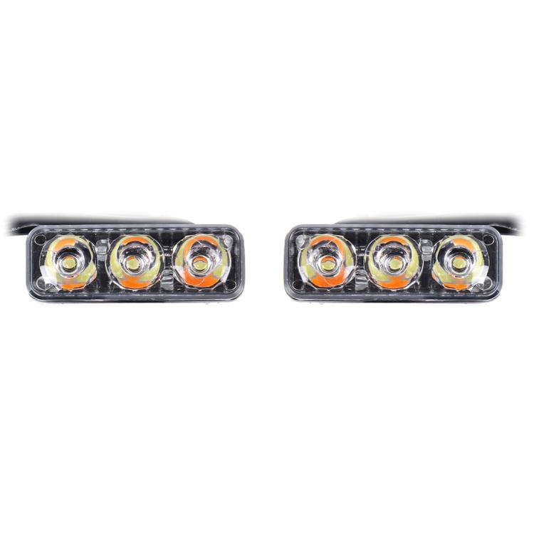2 PCS DC 12V 6W 400 LM 6000K Tri Circular Car DRL&Turn Light(White Light + Yellow Light), Cable Length: 50cm, DC 12V 6W 400 LM 6000K - HoMEdemic™ 