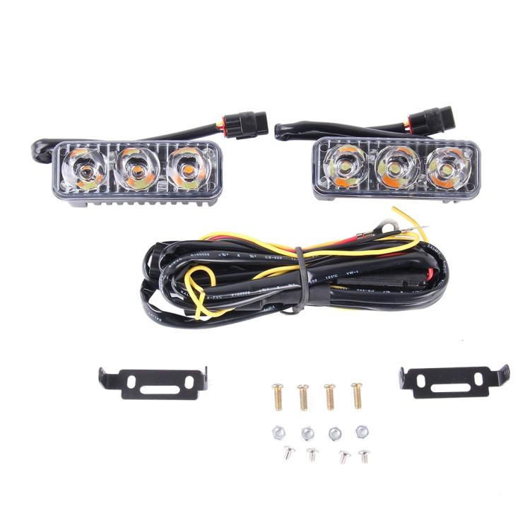 2 PCS DC 12V 6W 400 LM 6000K Tri Circular Car DRL&Turn Light(White Light + Yellow Light), Cable Length: 50cm, DC 12V 6W 400 LM 6000K - HoMEdemic™ 