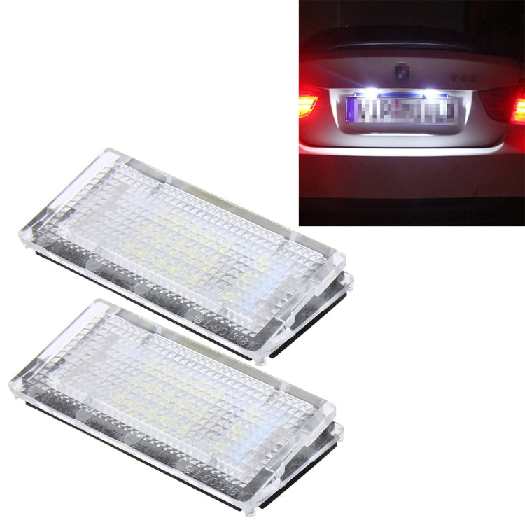 2 PCS License Plate Light with 18  SMD-3528 Lamps for BMW E46 4D 1998-2003，2W 120LM,6000K, DC12V (White Light), For BMW E46 4D - HoMEdemic™ 