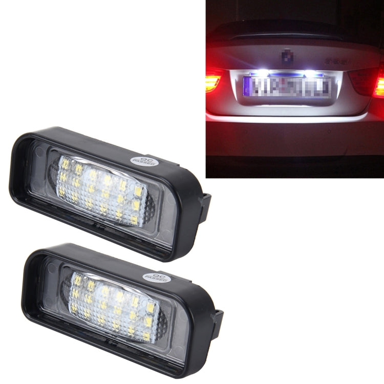 2 PCS License Plate Light with 18  SMD-3528 Lamps with Canbus for Mercedes-Benz W220,2W 120LM,6000K, DC12V(White Light), For Benz W220 - HoMEdemic™ 