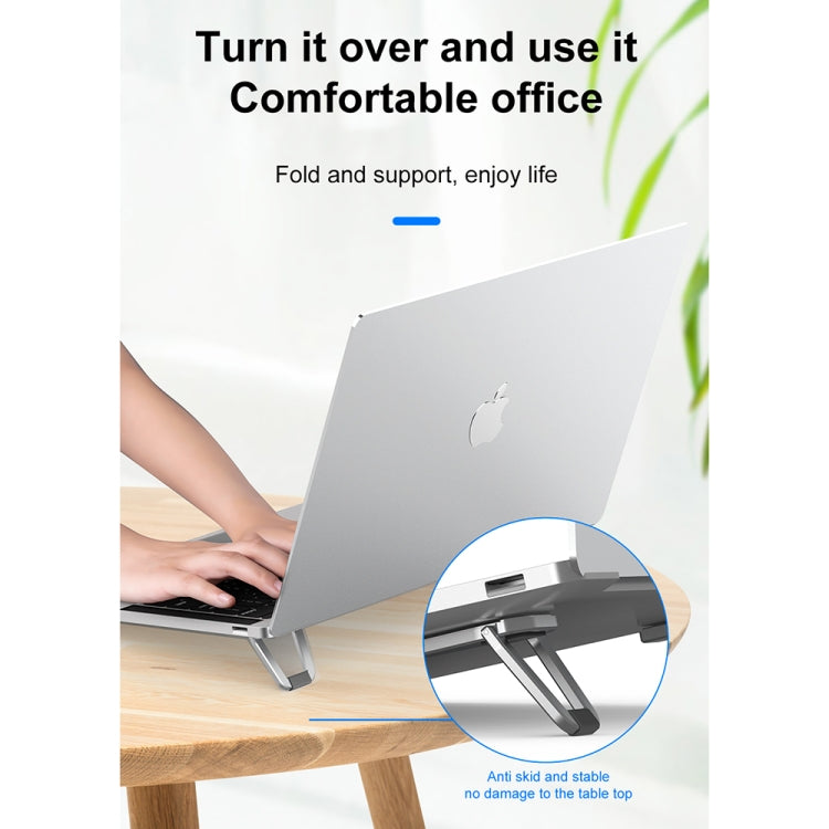 2 PCS R-JUST HZ07 Universal Stickable Shield Shape Aluminum Alloy Laptop Foldable Stand(Gray) - HoMEdemic™ 