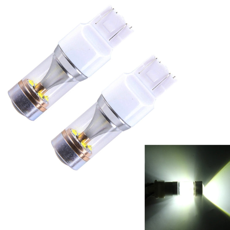 2 PCS T20/7443 350 LM 6000K Dual Wires 30W White Light 6 LED CREE Canbus Car Brake Light Bulb, DC 12V, T20 - HoMEdemic™ 