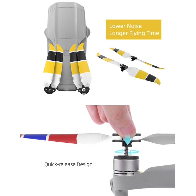 2 Pairs Sunnylife 7238F-3C For DJI Mavic Air 2 Double-sided Three-color Low Noise Quick-release Propellers(Black Yellow White) - HoMEdemic™ 