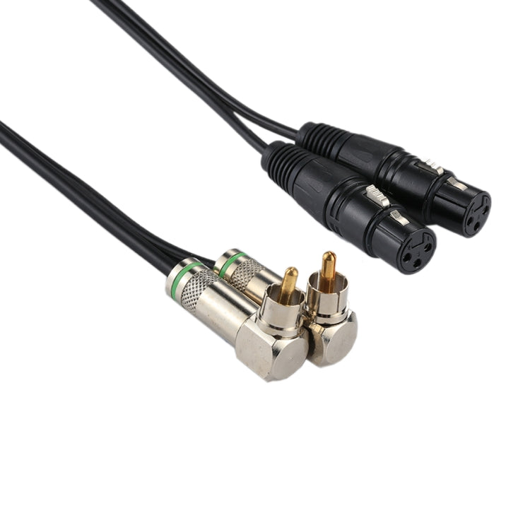 2 RCA Elbow Male to 2 x 3 Pin XLR CANNON Female Audio Connector Adapter Cable for Microphone / Audio Equipment, Total Length: about 34cm, 2 RCA Elbow Male - HoMEdemic™ 