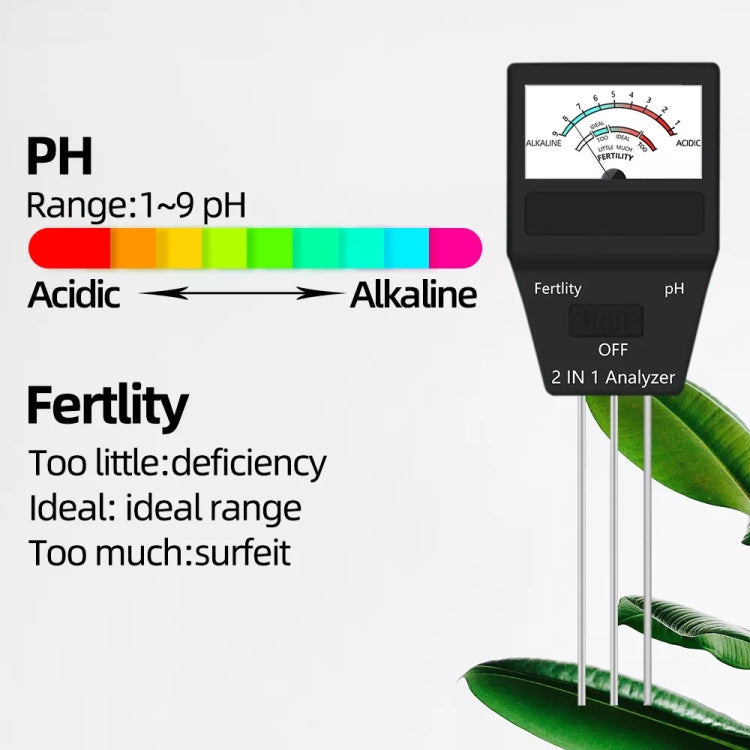 2 in 1 Soil PH Meter Fertility Tester Instrument Gardening Tools with 3 Probes, 2 in 1 - HoMEdemic™ 