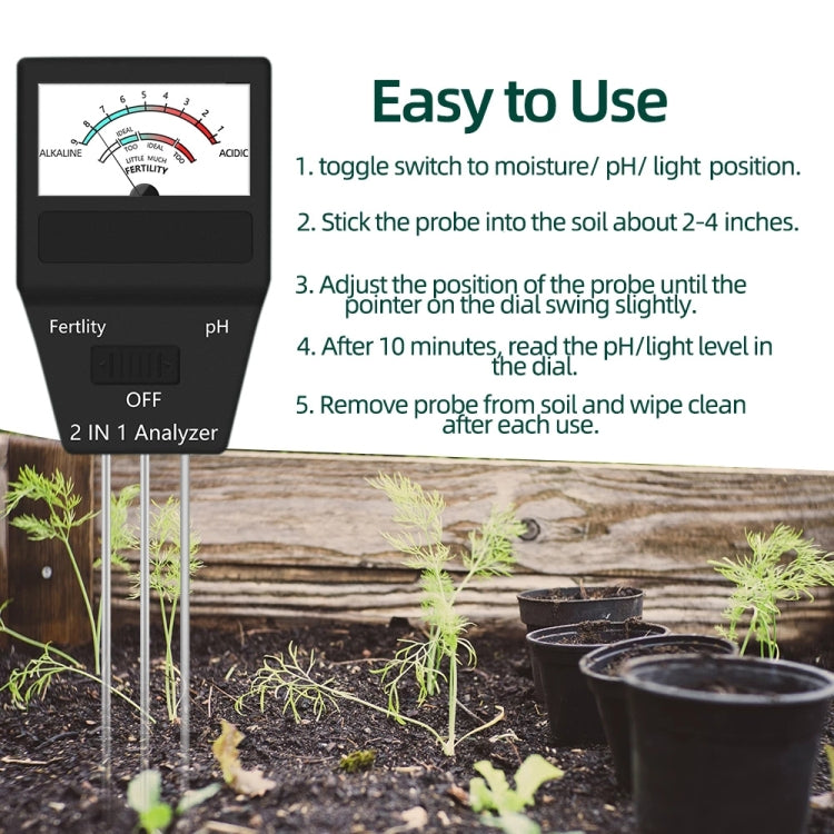 2 in 1 Soil PH Meter Fertility Tester Instrument Gardening Tools with 3 Probes, 2 in 1 - HoMEdemic™ 