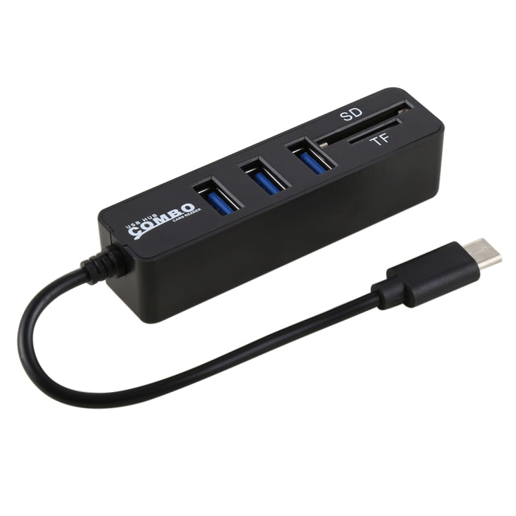 2 in 1 TF & SD Card Reader + 3 x USB Ports to USB-C / Type-C HUB Converter, Total Length: 24cm, Type-C (Black), Type-C (White) - HoMEdemic™ 